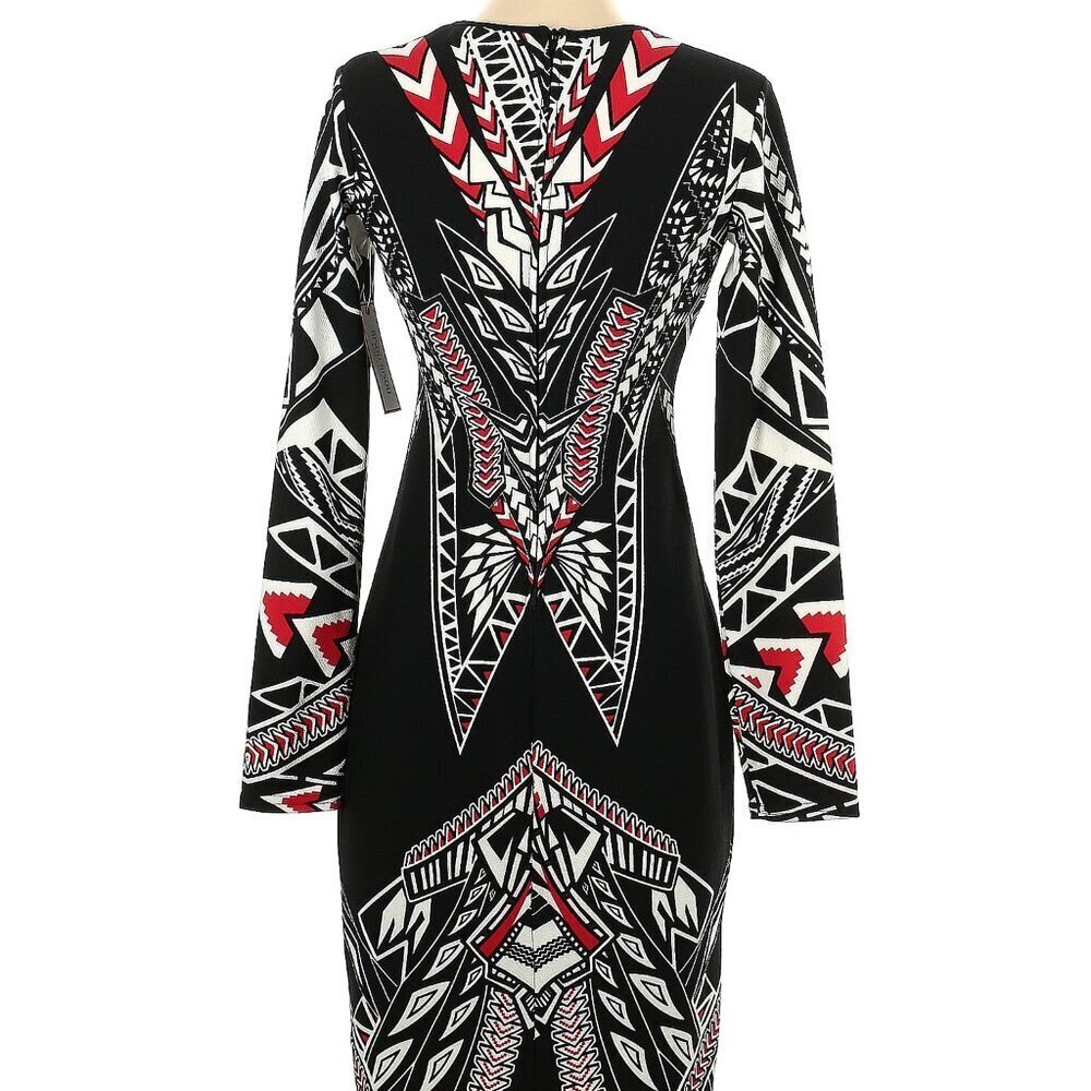 Bisou Bisou Size 4 Casual Dress black red white geometric print - Picture 3 of 3